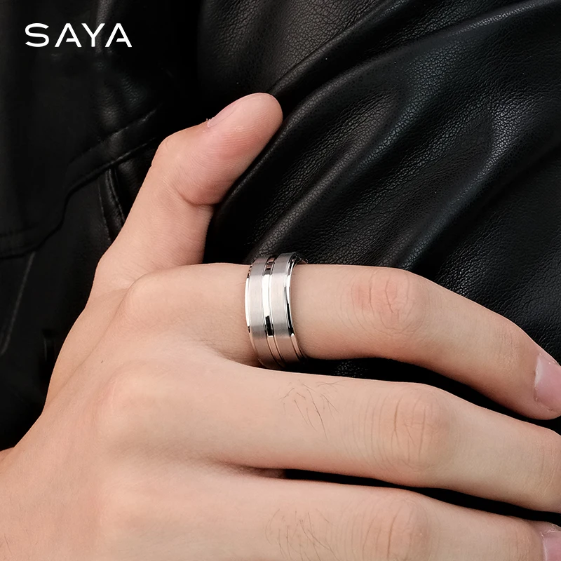 Rings For Men 8mm Silvery Fashion Golden Male Jewelry,Engraving