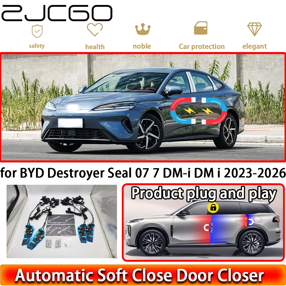 

ZJCGO for BYD Destroyer Seal 07 7 DM-i DM i 2023-2026 Soft Close Door Kit Power Closing Latch System Auto Pull Door Easy Close