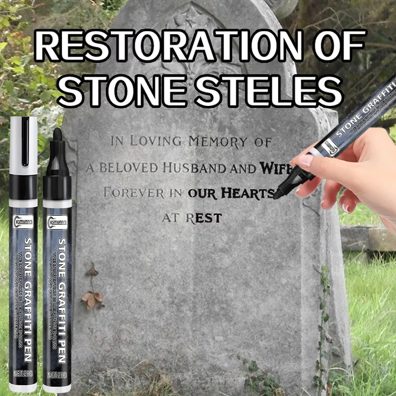 20g Black Gold Dual Color Tombstone Touch Up Pen Weatherproof Fade Resistant Gravestone Epitaph Repair