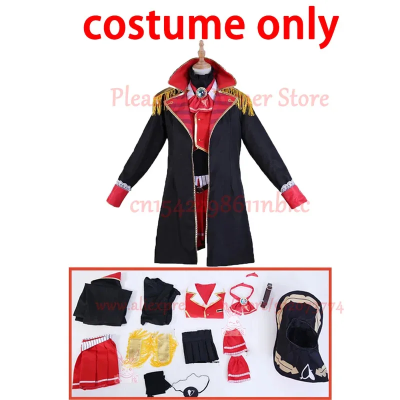 أزياء أنيمي VTuber Hololive Houshou للكابتن البحري مجموعة كاملة من أزياء الزي الرسمي أحذية شعر مستعار أزياء تنكرية للنساء