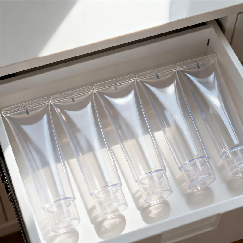

100Pcs Empty Plastic Soft Tubes Bottles Refillable Facial Cleanser Hand Cream Cosmetic Lotion Flip Lid Makeup Sample Containers