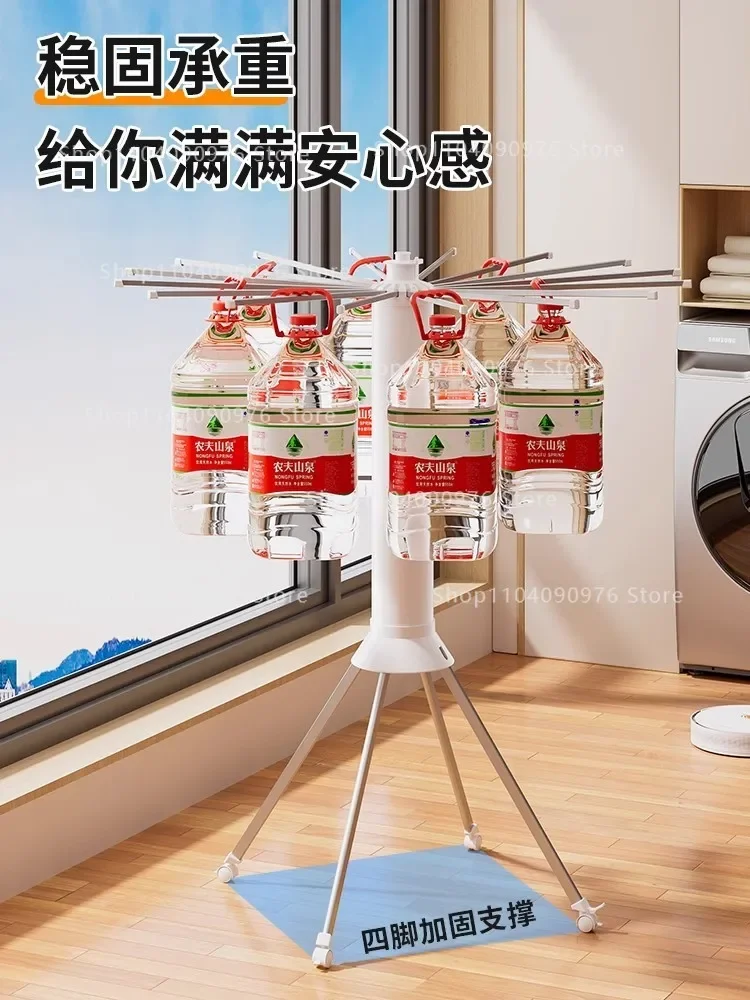 Folding drying rack floor-to-ceiling balcony indoor household installation-free octopus movable invisible drying rack