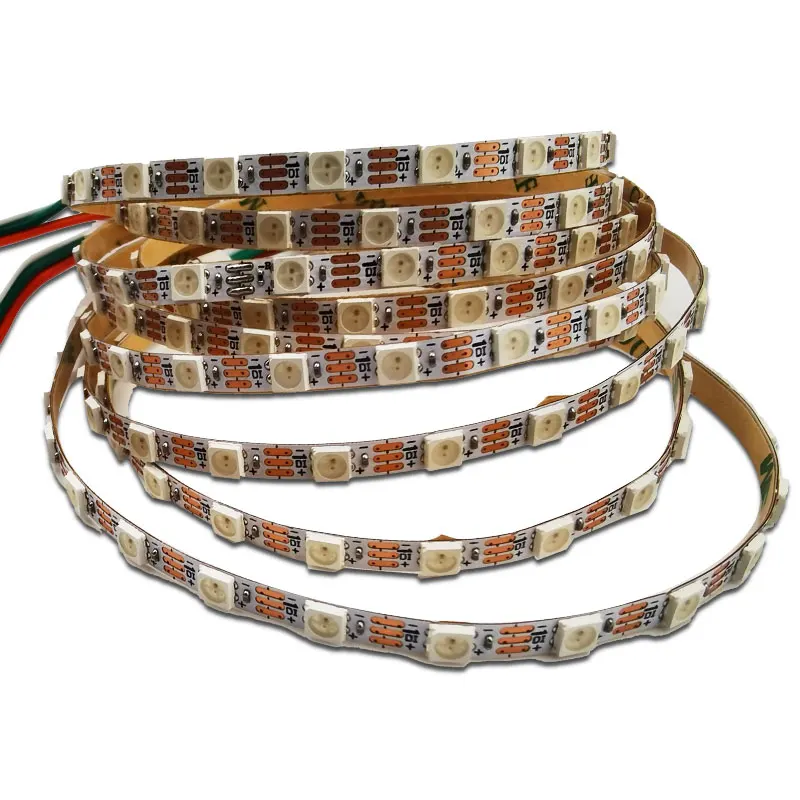 1M DC5V 90 120 200 LEDs/m WS2812C 2020 LED Addressable pixel LED Strip Flexible RGB Full Color Strip IP20 White PCB 4mm Wide PCB