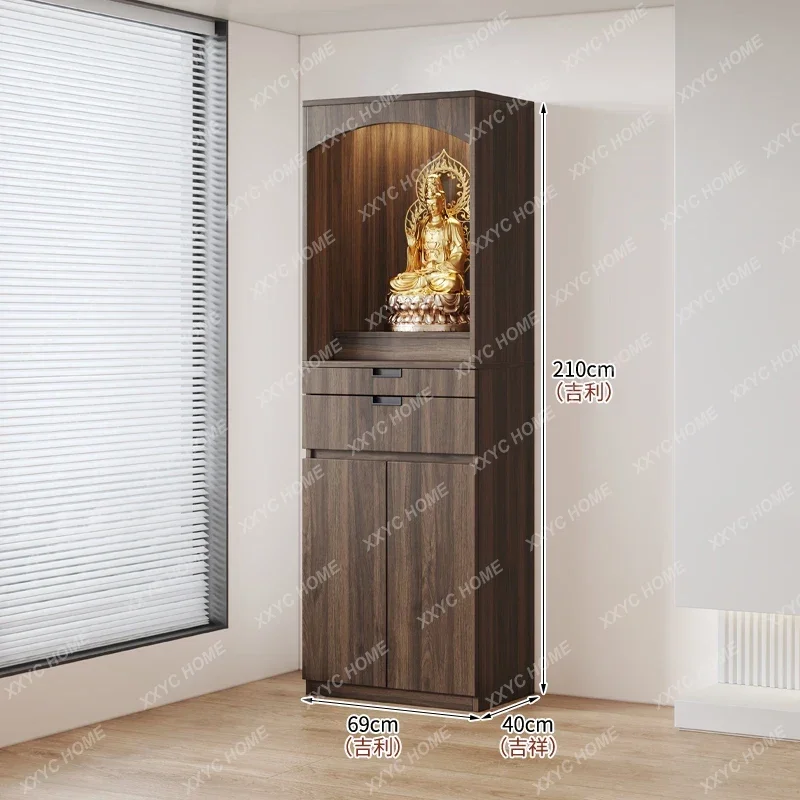 DV  Solid wood Buddhist niche cabinet serving table Household  incense table Chinese vertical cabinet Bodhisattva offering tab