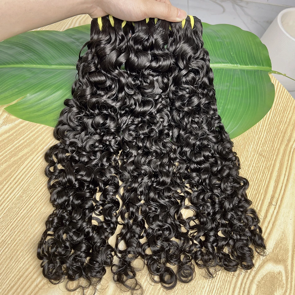 Birmese lockiges Echthaar-Bündel # 1B natürliche Farbe gewellt rohes reines Haar Weave Extensions federnd lockiges 100 % Echthaar für Frauen – Detail 11