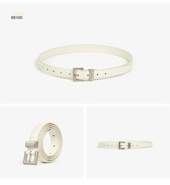 BEAUTODAY Casual Belts Women Cow Split Solid Color Square Buckle Ladies Modern Style Jeans Dress Accessories Waistband 91099