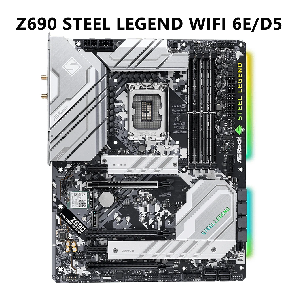 

ASROCK Z690 Steel Legend WiFi 6E/D5 DDR5 Motherboard Z690 For LGA1700 Intel Core i9 13900K i7-13700K i5-13600K i3-12100 CPU ATX