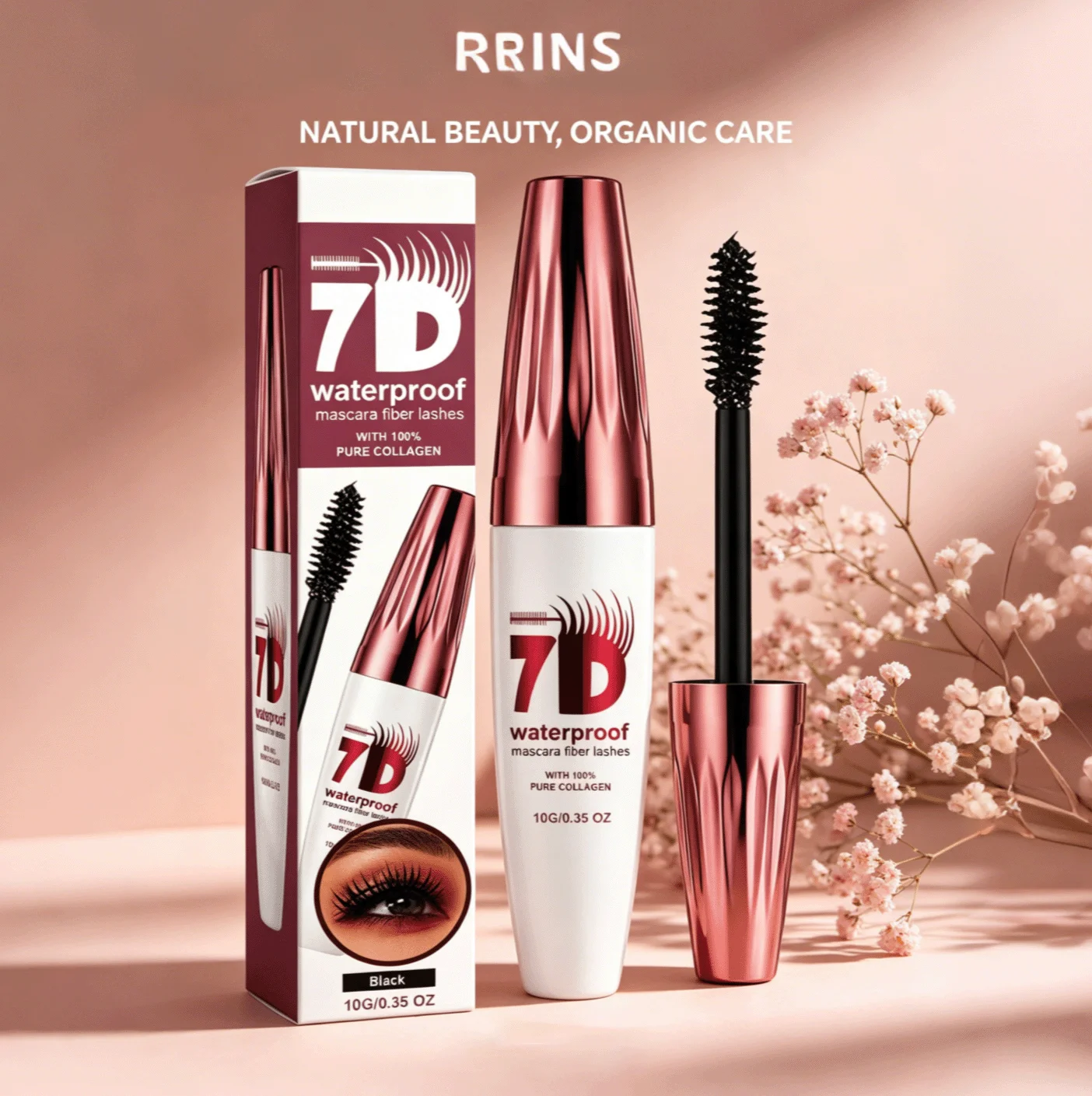 7D Waterproof Mascara Fiber Eyelashes Curling Thickening Lengthening Liquid Lasting Curly Quick-Dry Eyelash Lengthening Mascara