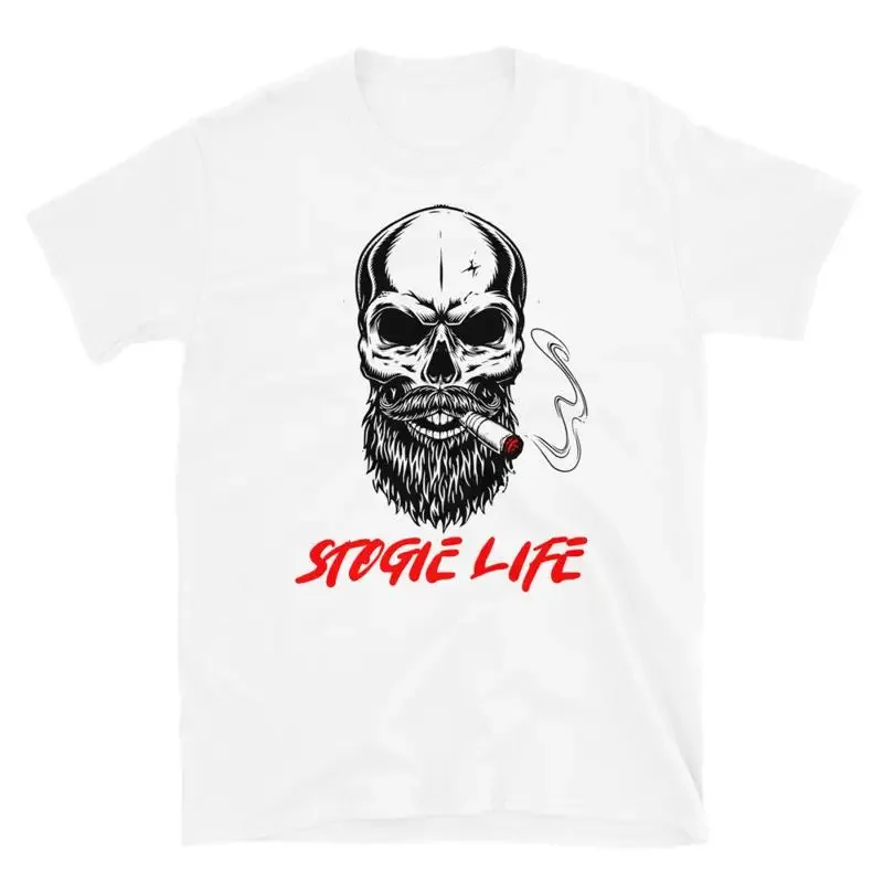 Stogie Life Bearded Skull Urban Art Cigar T Shirt