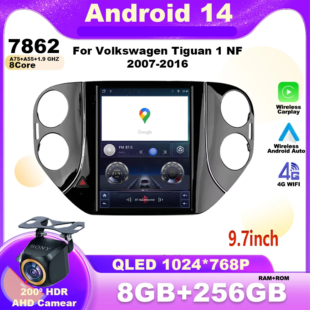 

9.7 Inch Android 14 For Volkswagen Tiguan 1 NF 2007-2016 Car Radio Multimedia Video Player Navigation GPS Wireless Carplay WIFI