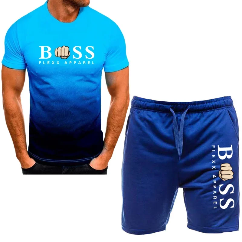 Camiseta curta de manga masculina e conjunto de shorts esportivos, calças de jogging casual, roupa esportiva, novo verão, 2 peças, 2024