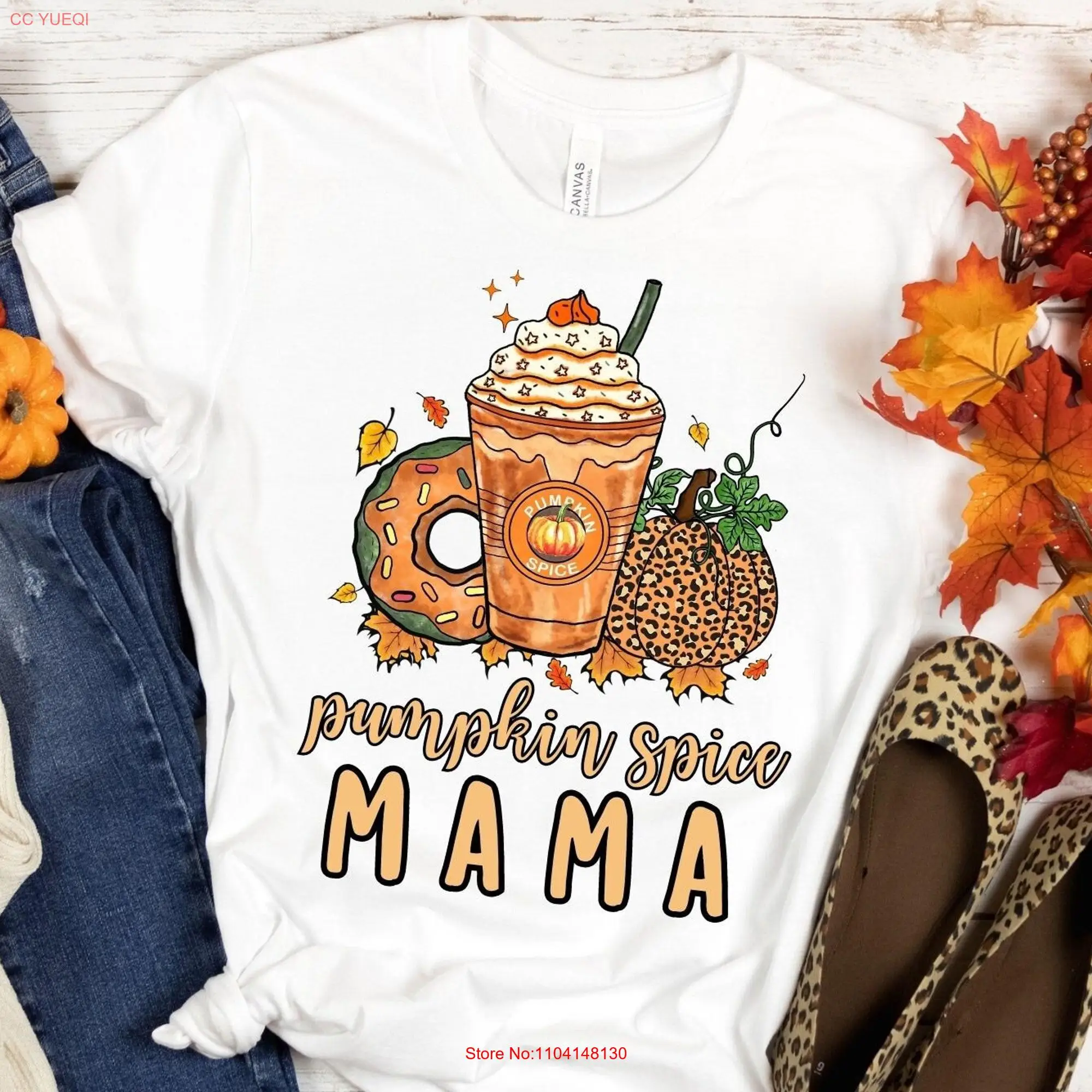 Pumpkin Spice Mama T Shirt Fall Mom Cute Autumn Coffee Lover Thankgiving Caffeine long or short sleeves