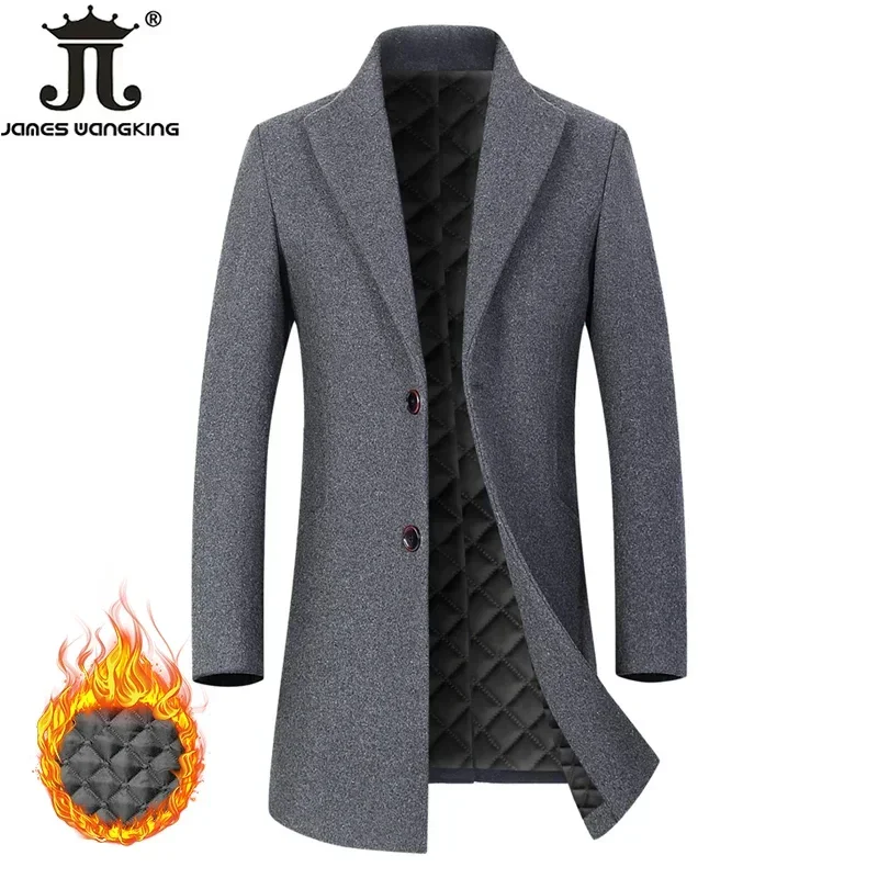 2024 New Autumn and Winter High-end Brand Fashion Boutique Warm Men's Pure Color Casual Business Woolen Woolen Coat Windbreaker