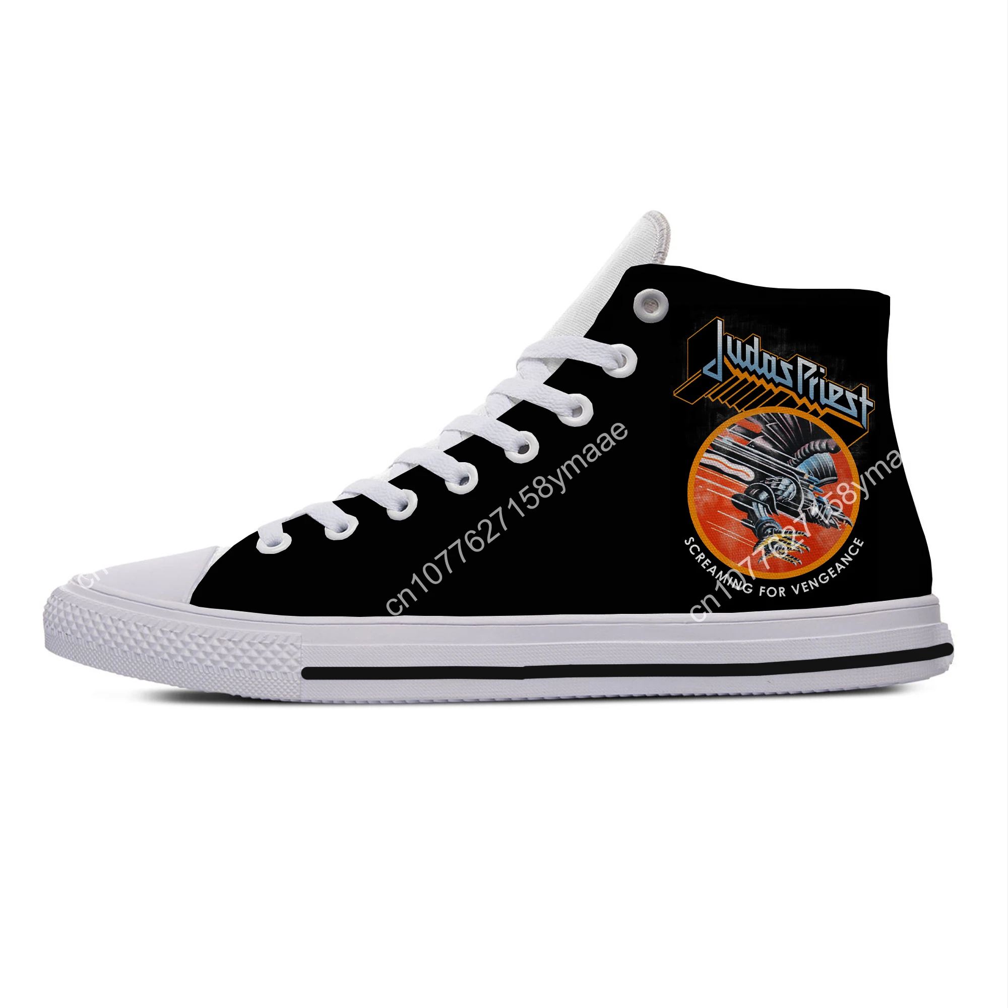 Hot Cool Summer Judas Priest Rock Band Metal Novelty Design High Top Canvas Shoes Men Women Casual Sneakers Latest Board Shoes