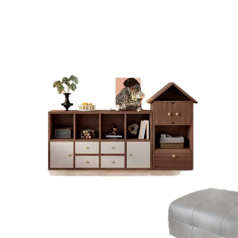 Modular Kids Bookshelf Simple Wooden Storage Cabinet Household Display Rack Free Combination Locker for Living Room