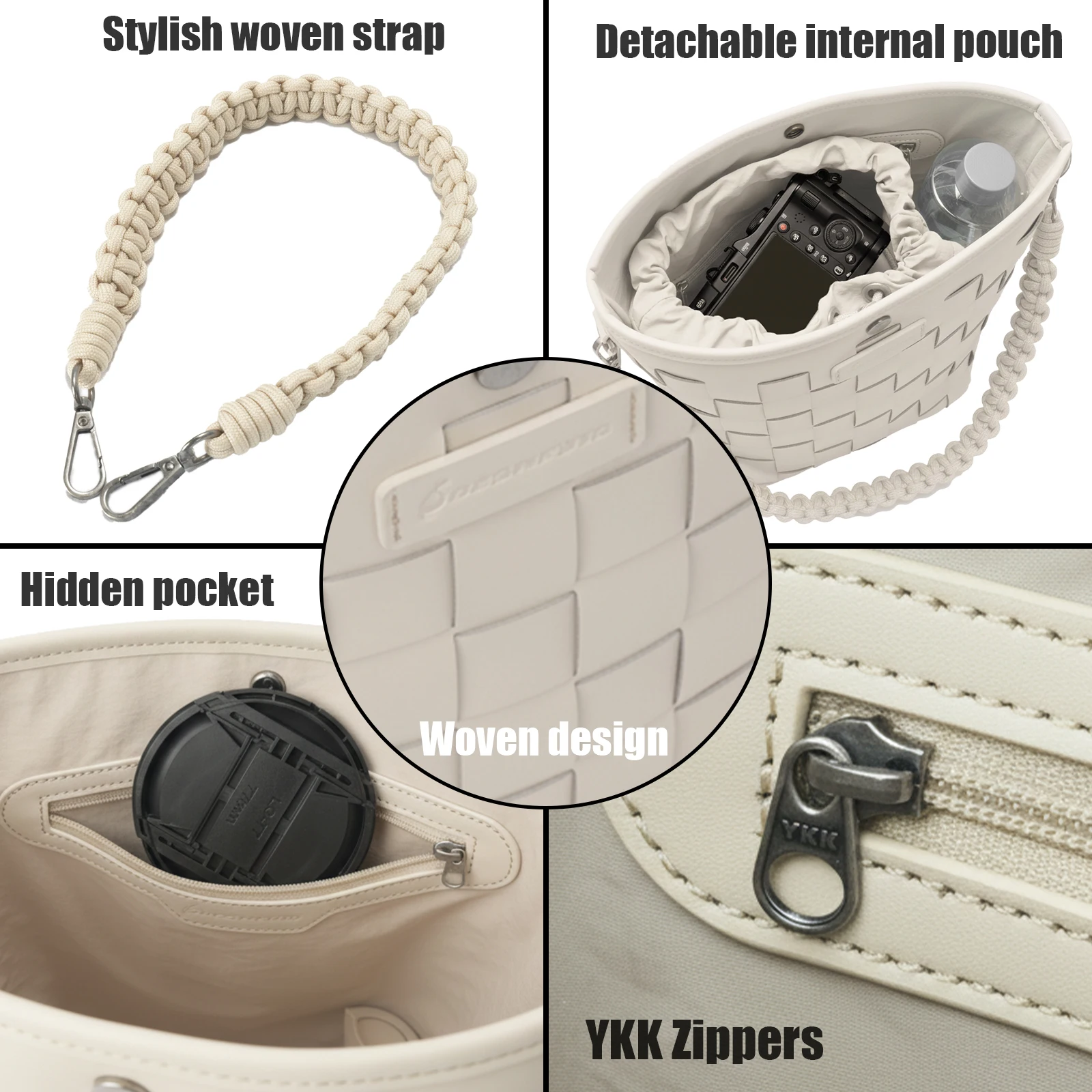 حقيبة كاميرا Besnfoto للنساء، حقيبة كتف جلدية للتصوير الفوتوغرافي لكاميرا DSLR SLR بدون مرآة، حقيبة يد نسائية مع