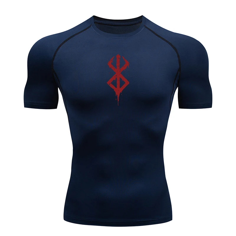 Аниме Мужская компрессионная рубашка для фитнеса, спорта, бега, обтягивающие женские спортивные тренировки, быстросохнущие топы, летняя футболка