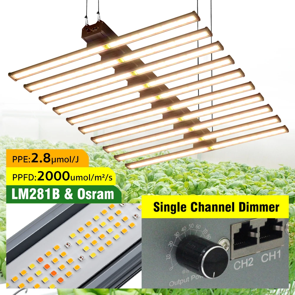 720W 1000W 1200W Dimmbares LED-Vollspektrum-Pflanzenlicht mit 1/2/3 Kanälen, verstellbare Leuchtbalken, Gewächshauslampe für Zimmerpflanzen