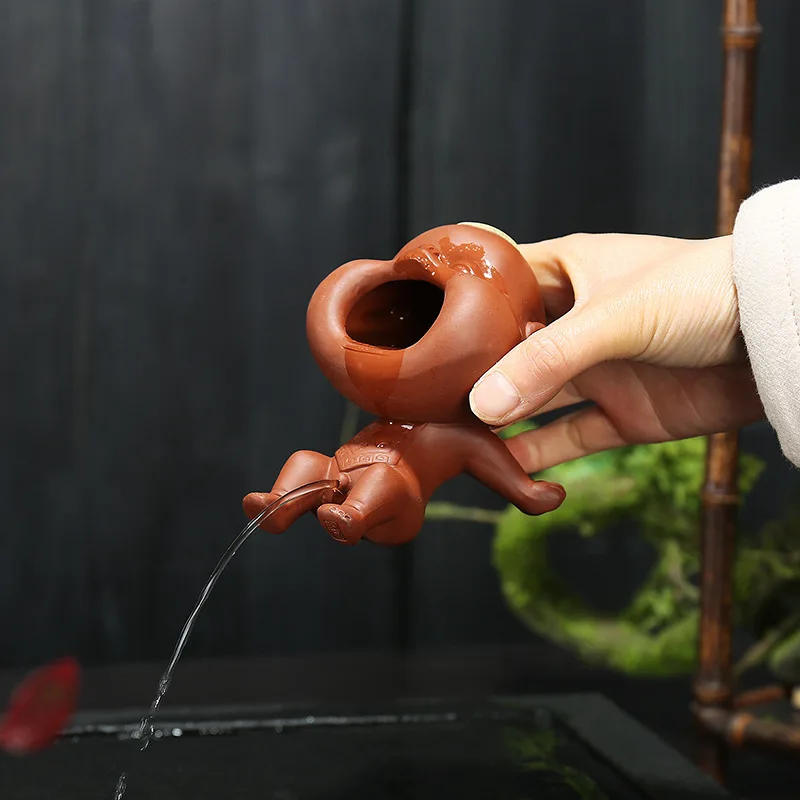 Creative Purple Clay Urinating Boy Tea Pet Fun Peeing Doll Multifunctional Home Tea Tray Kung Fu Tea Set Unique Gift Decor