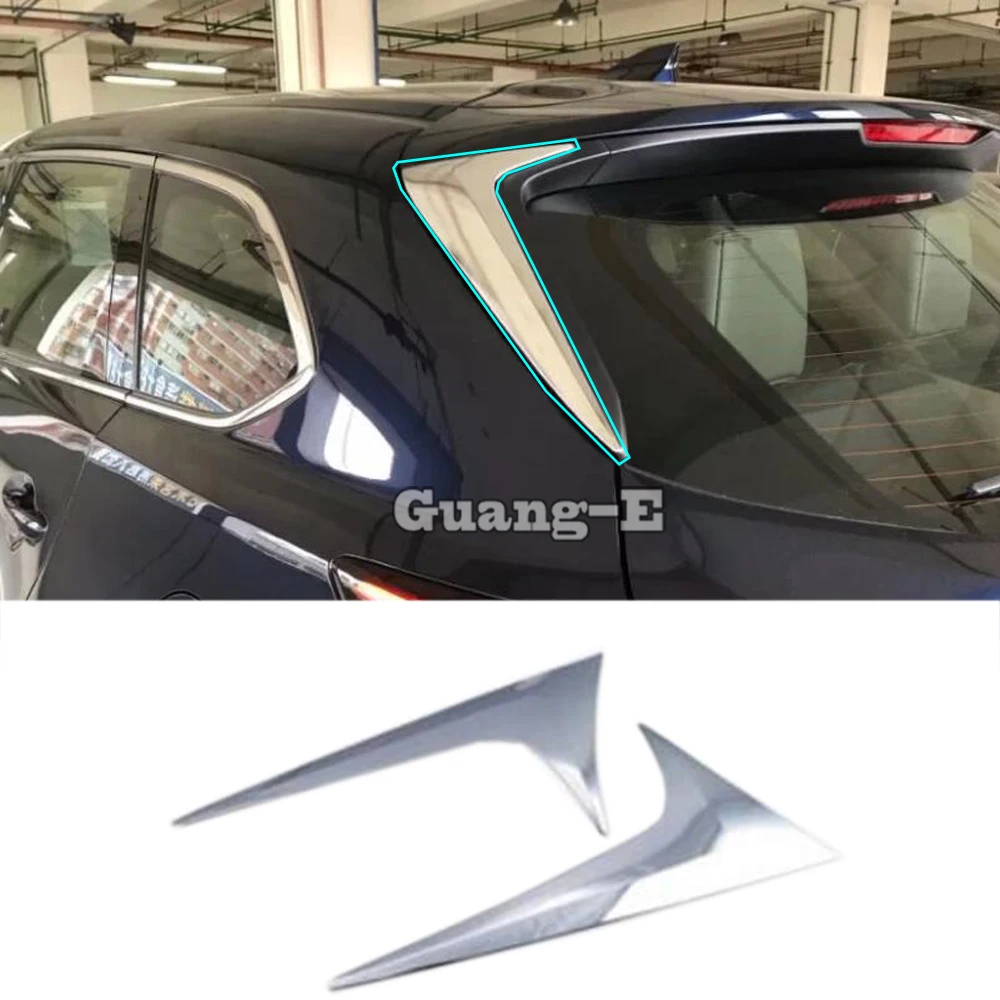 

For Mazda CX-9 CX9 2017 2018 2019 2020 2021 Car ABS Chrome Rear Tail Spoiler Side Triangle Molding Window Bezel Trim Stick 2pcs