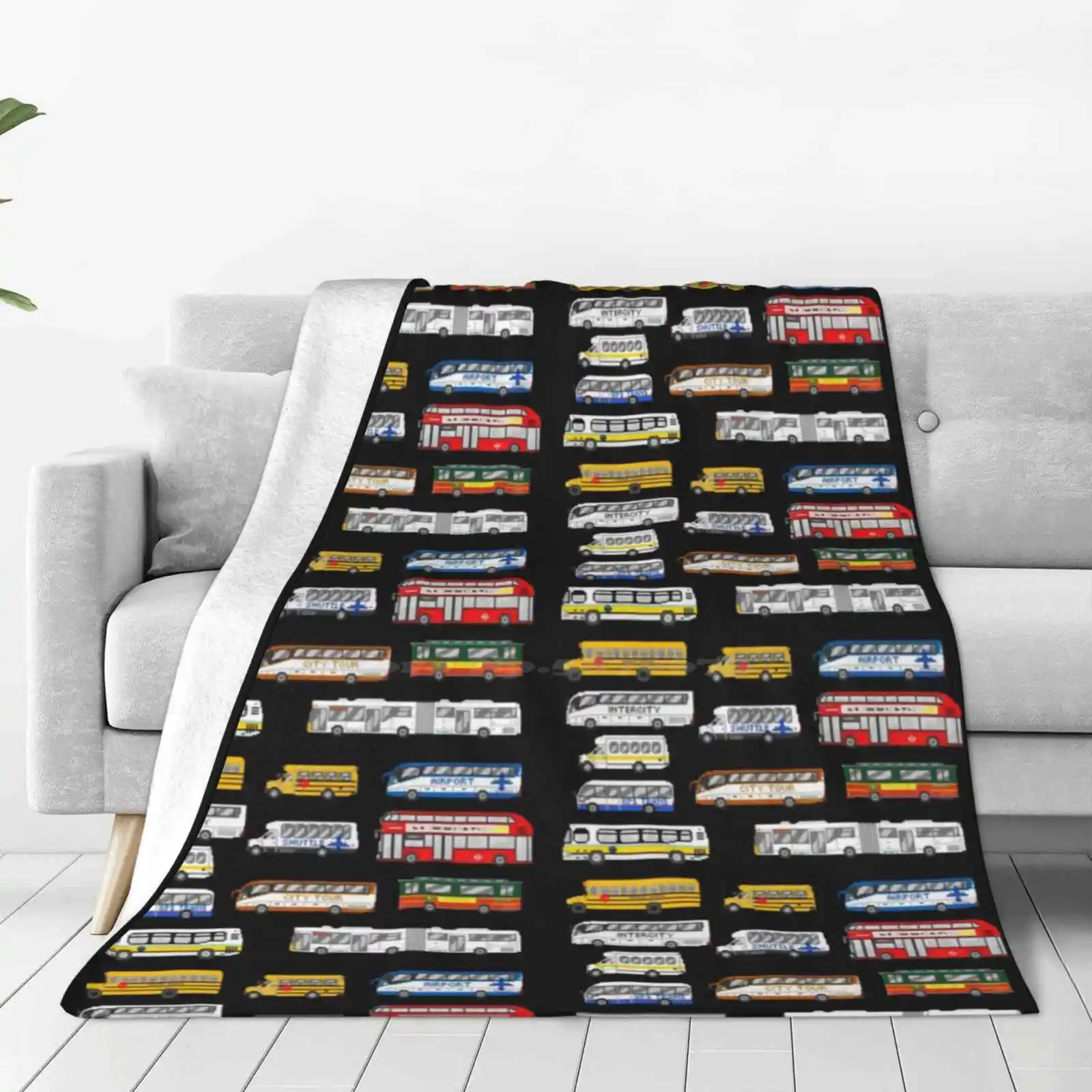 Buses-The Kids' Picture Show Super Warm Soft Blankets Throw On Sofa/Bed/Travel Buses Double Decker Bus School Bus City Bus