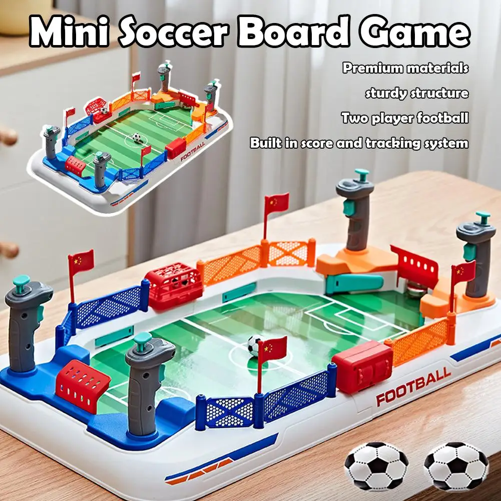 โต๊ะฟุตบอลขนาดเล็ก เกมโต๊ะอินเทอร์แอคทีฟ แข่งขันฟุตบอลบนโต๊ะ เกมกีฬา ของเล่นแบบยิงลูกบอลบนโต๊ะ สำหรับเล่นกับครอบครัว