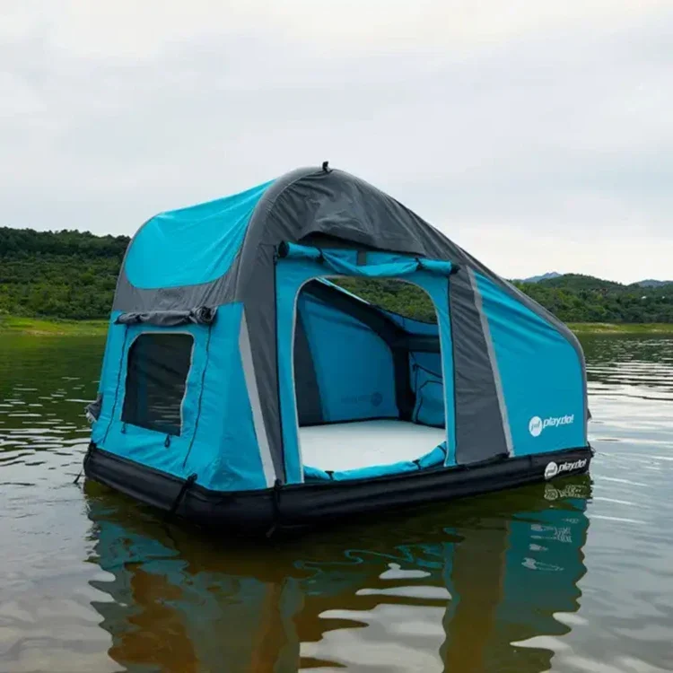 Suitable for camping in the water island of the fish tent in the factory air column inflatable floating tent