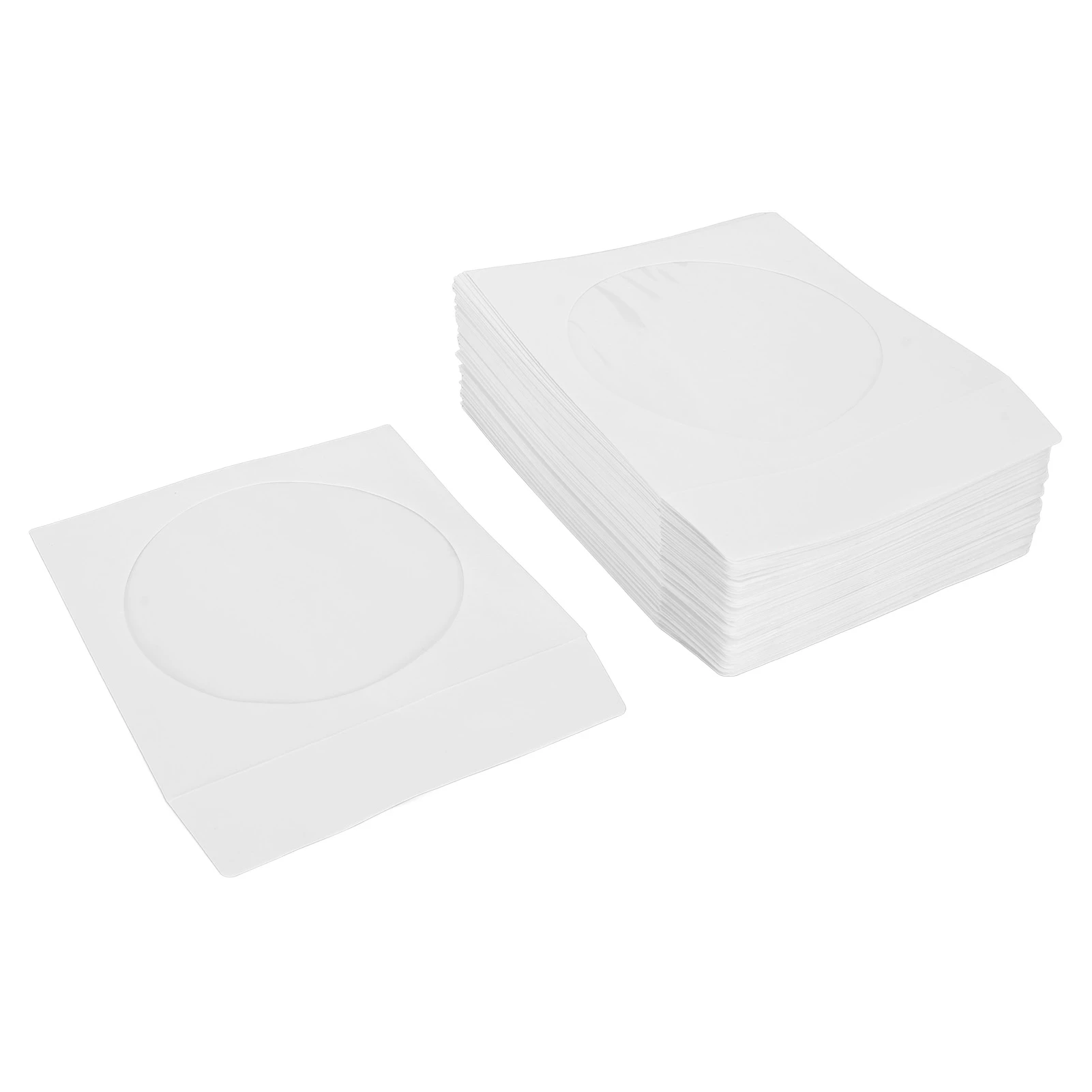 100Pcs CD Sleeves 4.9in Wide Clear Window Dustproof Thick Reusable CD Envelopes For 12cm 4.7in DVD Discs