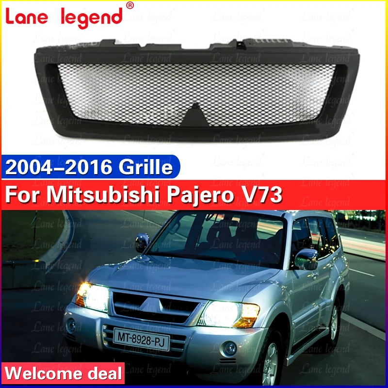 Black Middle Grille Racing Grills Front Bumper Acing Grille For Mitsubish Pajero V73 2004-2016 Medium net