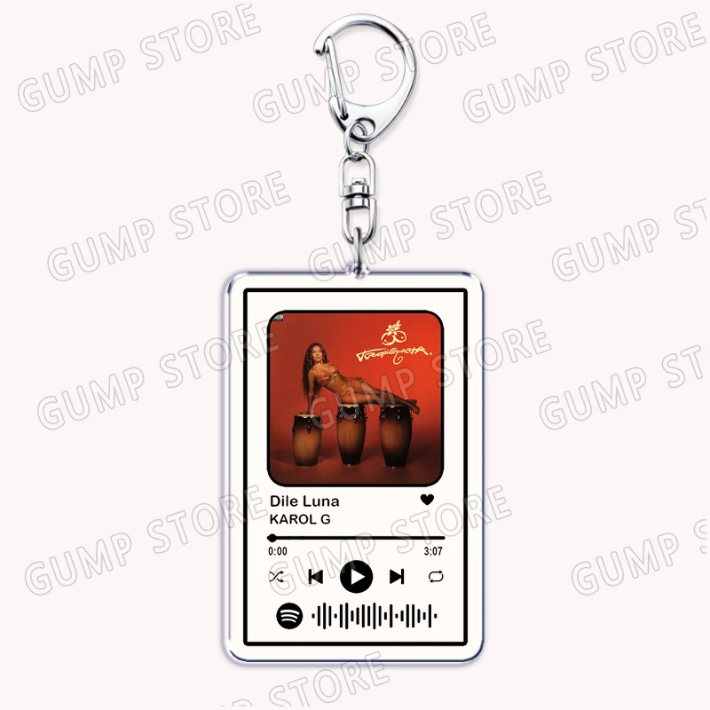 Colombia Reggaeton Singer Music Keychains for Women Accessories Bag Tropicoqueta Album Playlist Code Keying Jewelry Fans Gift