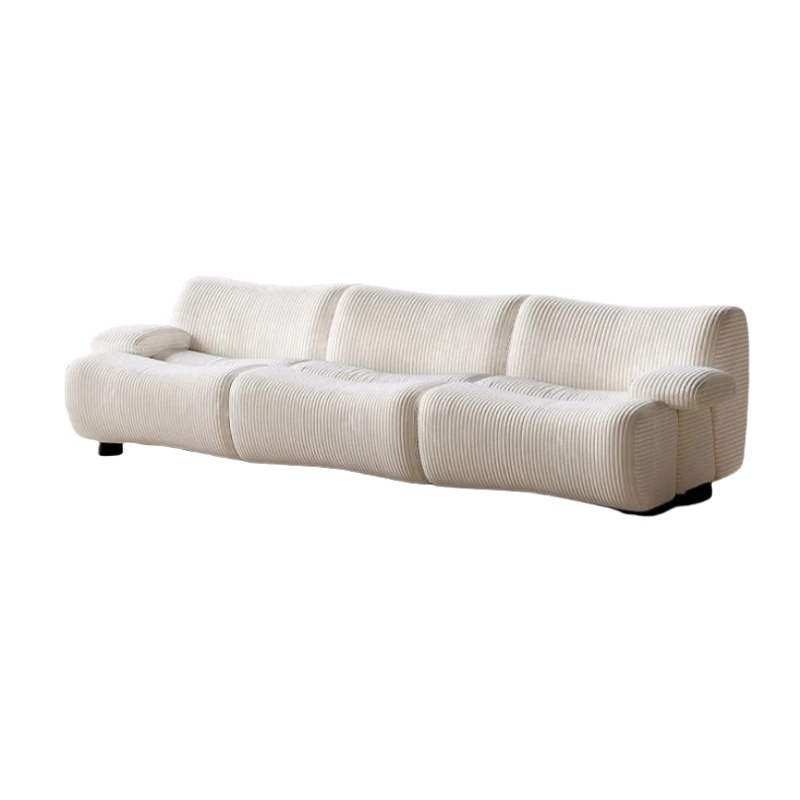 &c Sofa, French cream style living room straight row module combination bamboo section sofa, velvet fabric sofa