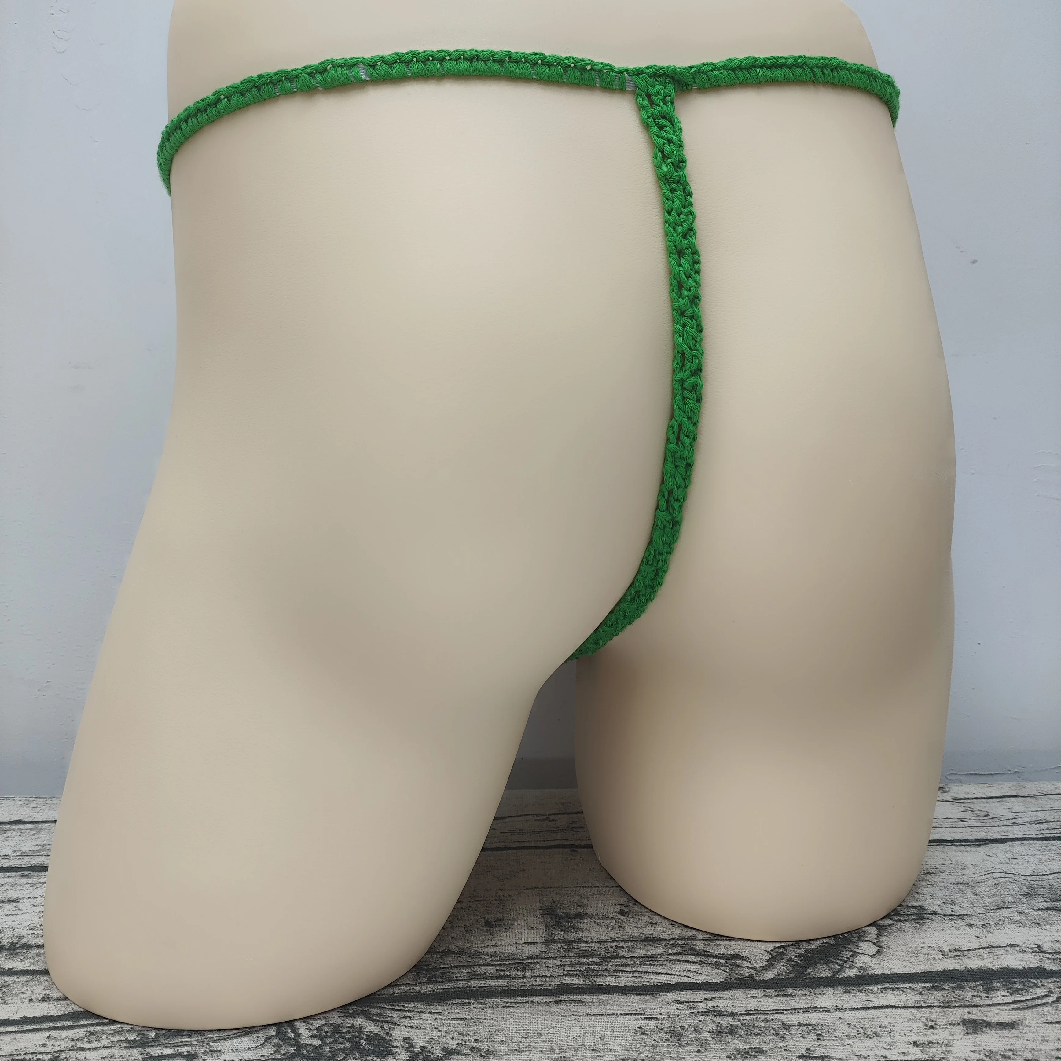 Hand  Crochet Unisex Sexy Thong Men Underwear Shorts Super Sunbathing