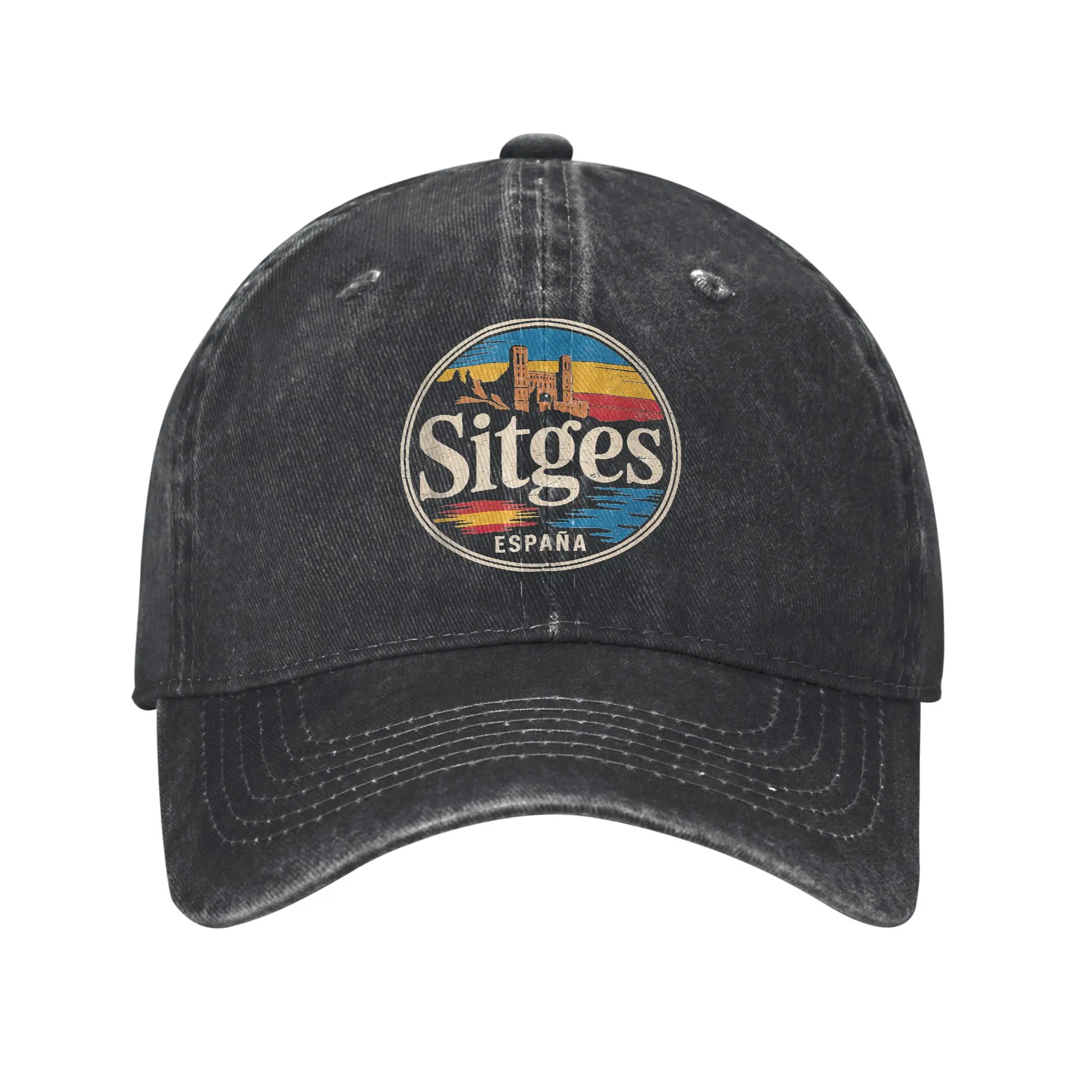 Summer Explore Sitges City Travel Spain Espana Baseball Cap Sun  Sunscreen Design Washed Trucker Hat Street Style Snapback Cap