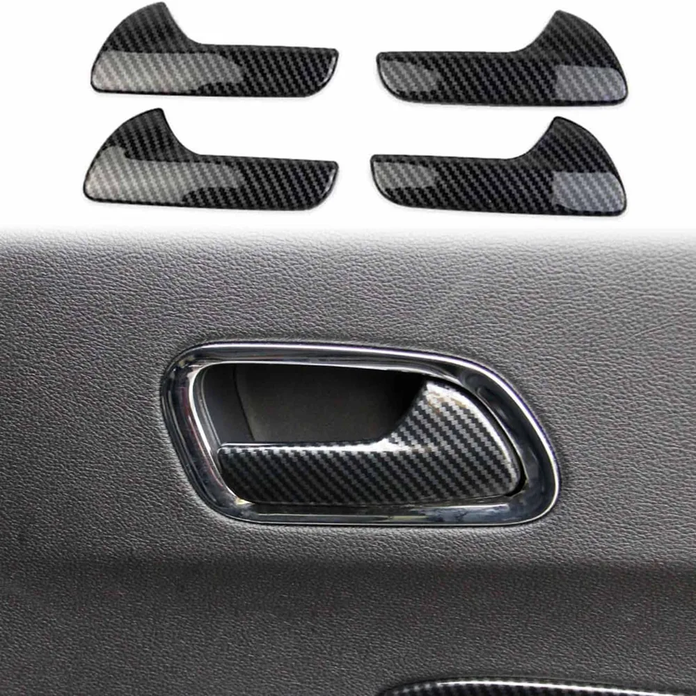 

4pcs/set Carbon Fiber Inner Door Handle Cover Trim for Dodge Durango 2011-2022 Car Interior Accessories