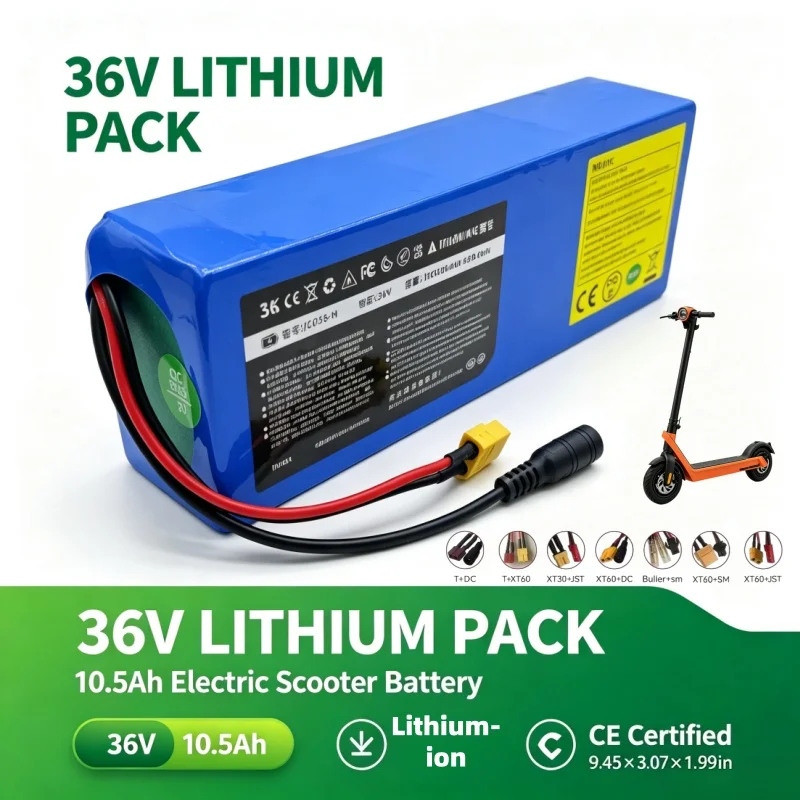 Ipega JC036‑H 36V 10.5Ah 10S2P Lithium Battery Pack Multiple Plugs Replacement Battery For Electric Scooter