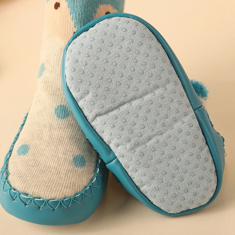 Chaussures de printemps épaisses pour bébés, chaussettes de sol pour tout-petits, chaussettes de pied drôles, non ald, renard, tigre