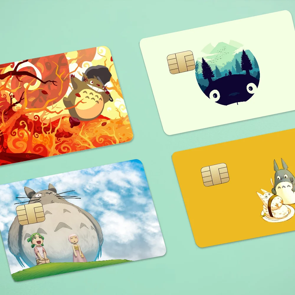 Kawaii Fußmatte Totoro Kreditkarte Haut Aufkleber Keine Kleber Rückstände Wasserdicht Für VISA Kreditkarte U-bahn Zugangskarte