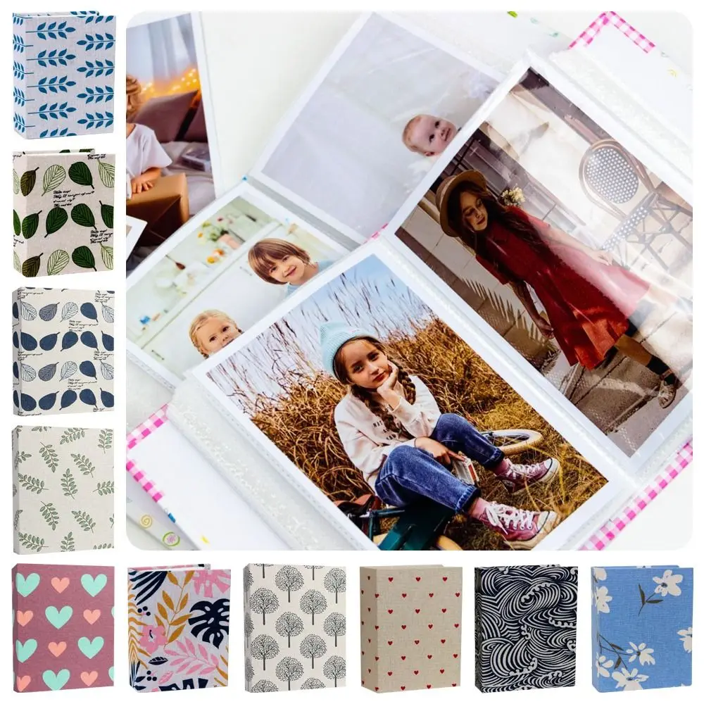 Multifunctional 100 Pockets Photo Album 4x6 Photos DIY Writable Slip-in Picture Albums Linen Cover Photo Storage Children Growth