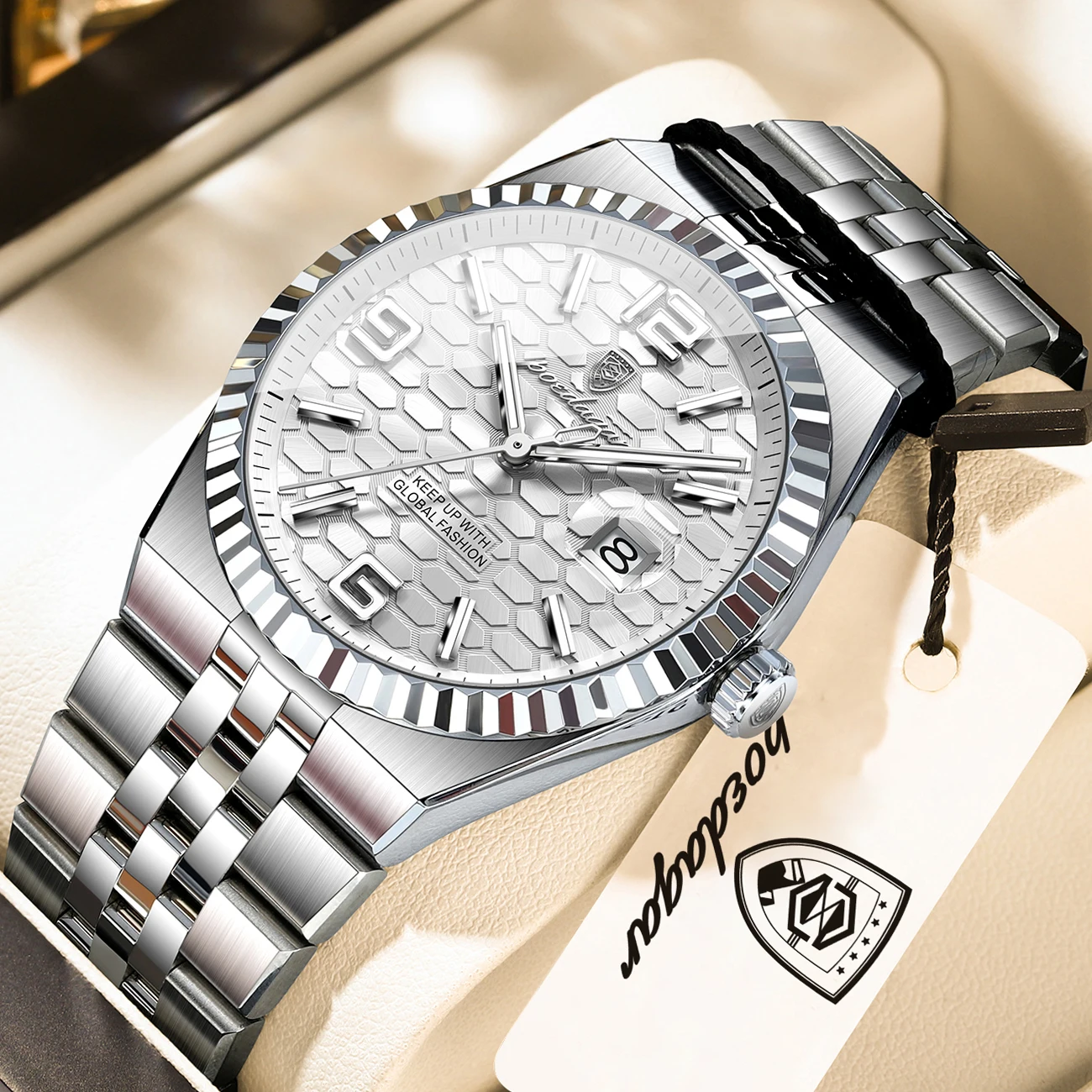 POEDAGAR Fashion Business Men Clock Waterproof Luminous Date Male Watch Stainless Steel Quartz High Quality Men's Watches Reloj