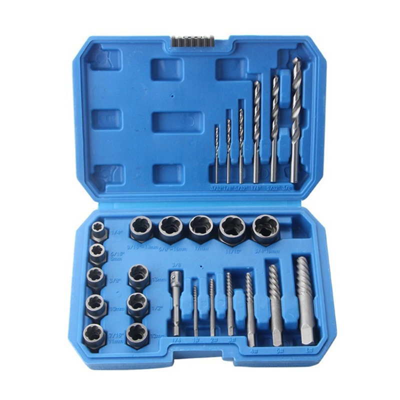 

26 PCS Hex Screw Tool Silver Steel Is Used To Remove Damaged Studs, Bolts And Screws.