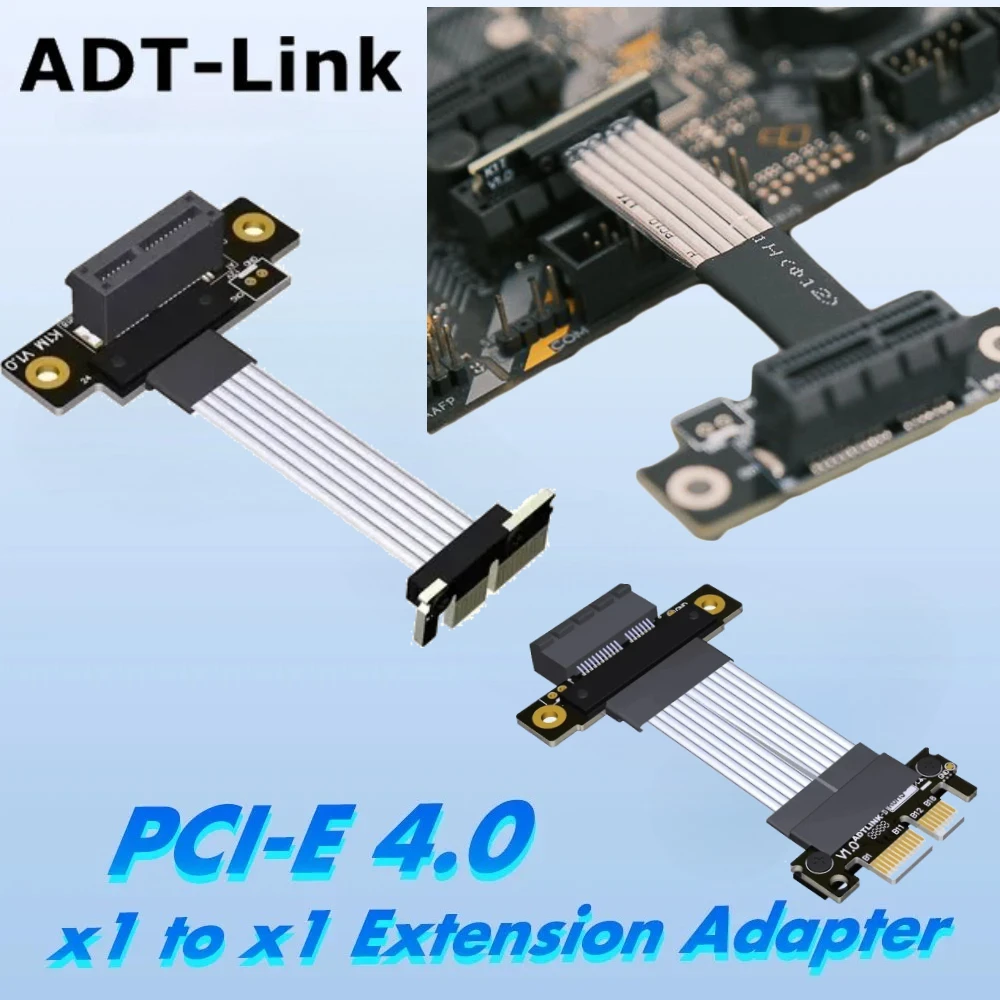 ADT-Link K11 PCIe 4.0 x1 to x1 Riser Cable Double 90 Angle Network Card Sound Card LAN USB Card Gen4 1X Extender PCIe x1 Adapter