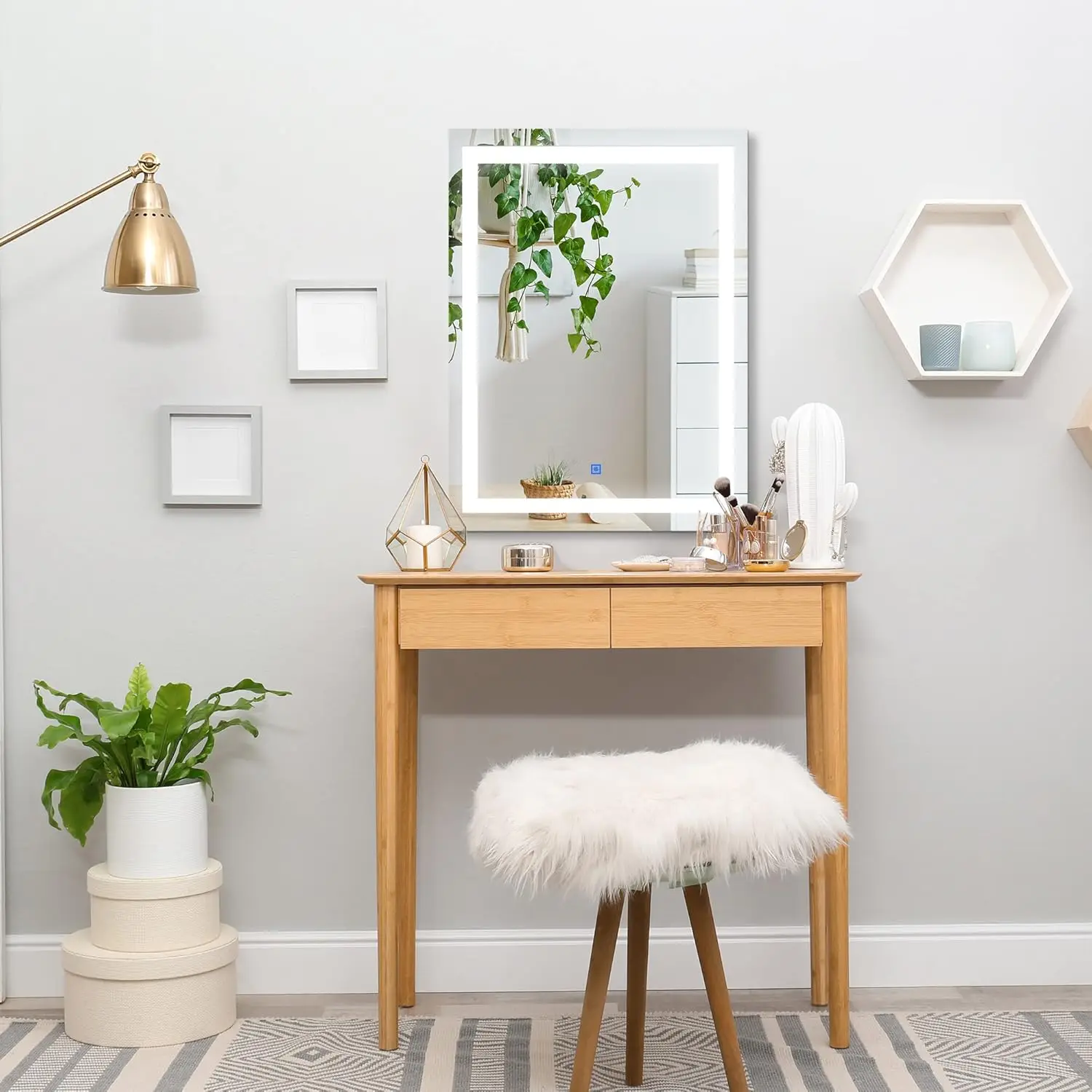 Led Bathroom Mirror Wall Mount Vanity Make Up Mirror With Dimmable Touch Switch Control And Defogger, Waterproof - 36"" X 28""