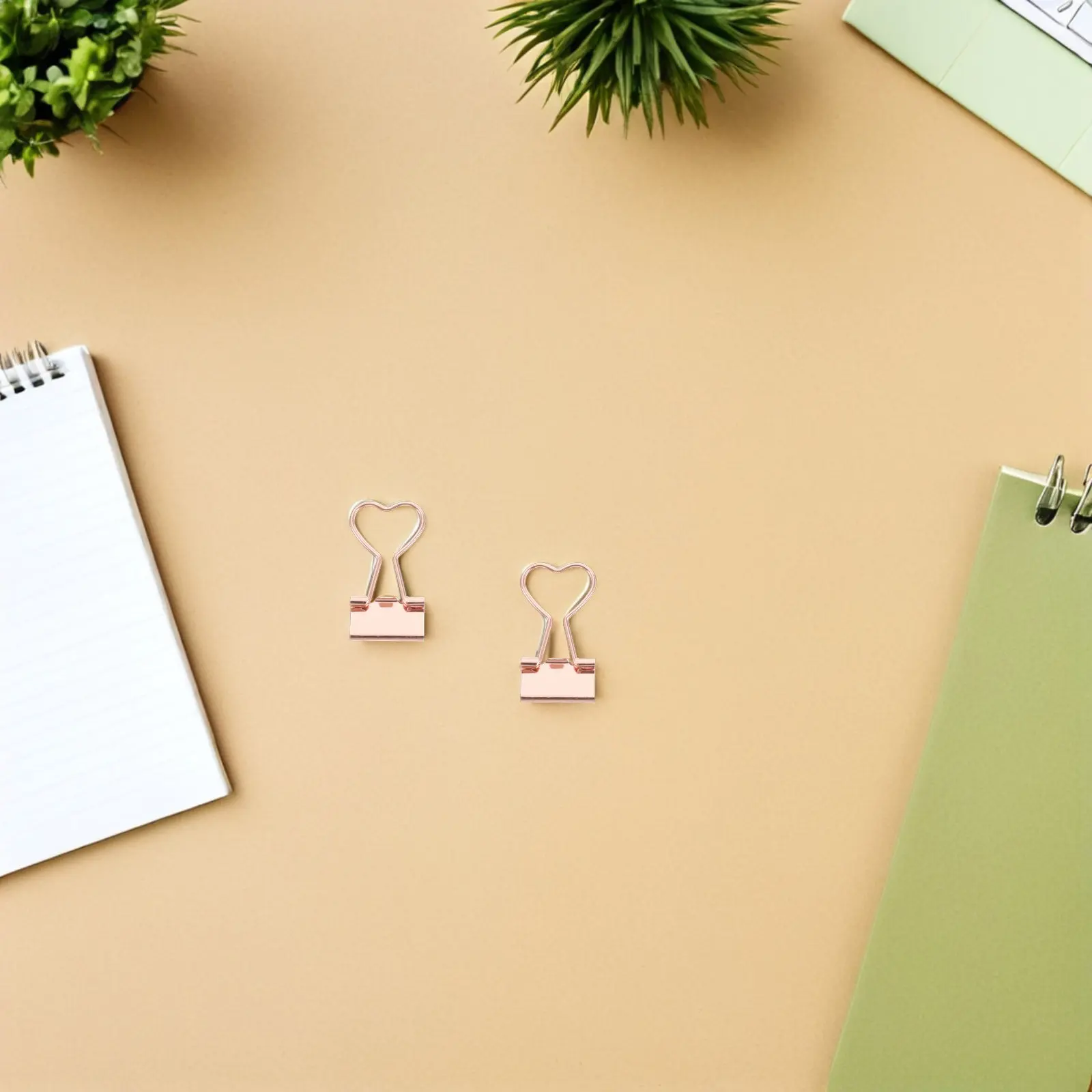 24Pcs Rose Gold Heart Shape Binder Clips Metal Paper Clamps Cute Small Office Supply for Organizing Documents Heart Clips