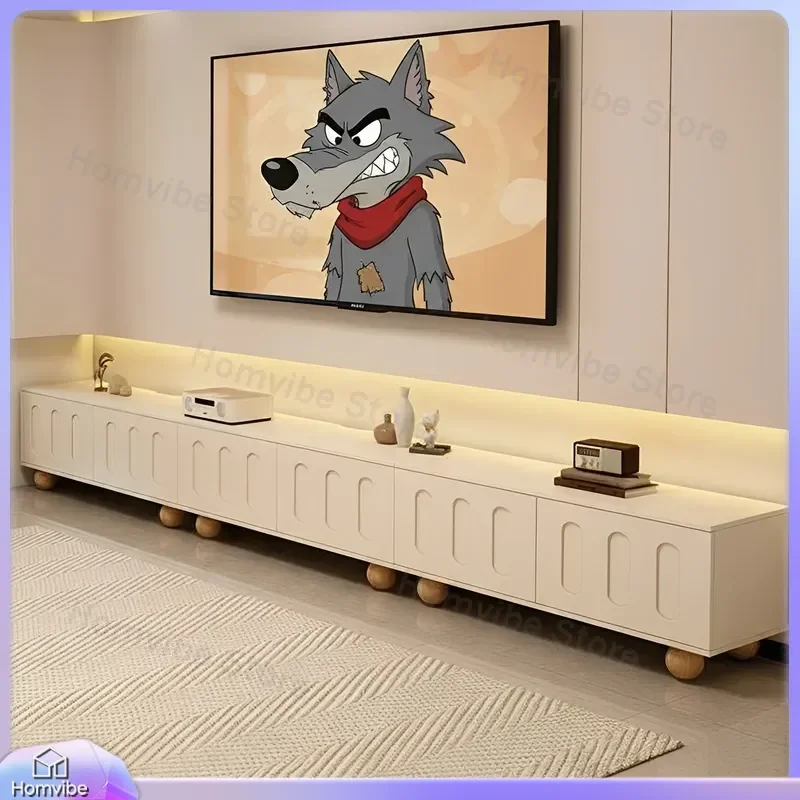Cream TV Cabinet Living Room Storage Unit Modern Floor Standing Media Console Small Apartment Furniture 2025 New Design