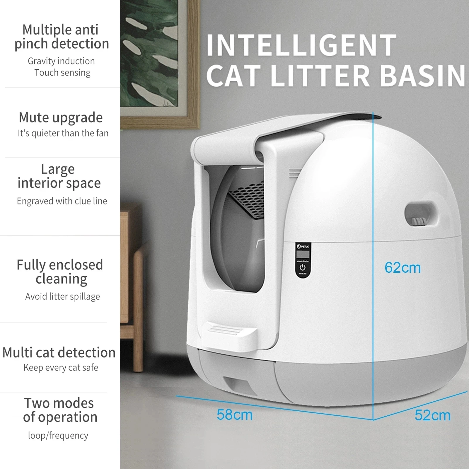 Automatic Self Cleaning Cat Litter Box Smart Fully Enclosed Automatic Deodorization Cat Toilet Electric Cats Litter Box Arenero