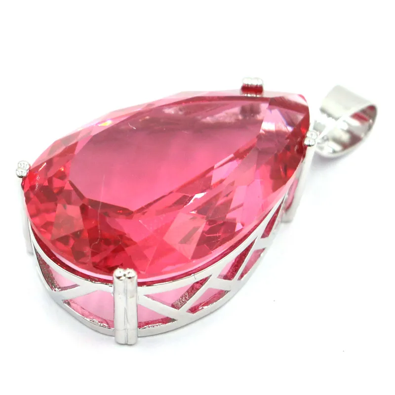 Buy 4 Get 1 Free 40x20mm Gorgeous Big Gemstone Pink Morganite Green Peridot Women Dating Sliver Pendant