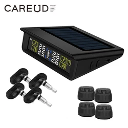 TPMS Tyre Pressure Monitoring System Solar Power LCD Display with 4 Internal/External Sensor Replaceable Battery PSI/BAR Mode