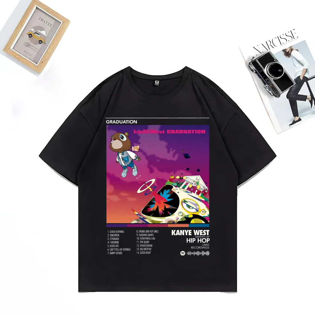 Rapper Kanye West Graduation Music Album vintage T Shirt Men Women print streetwear Oversized short sleeve Cotton Unisex t shirt