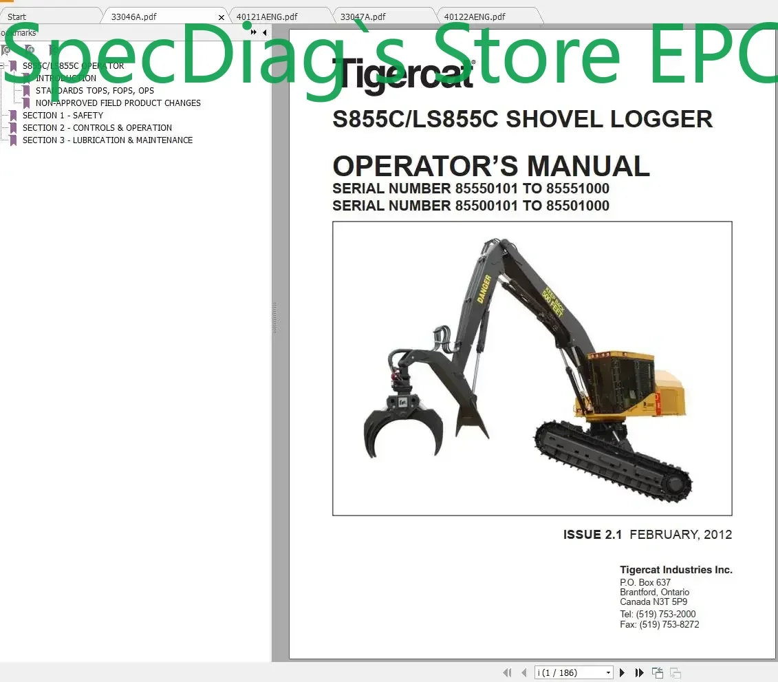 

SpecDiag Tigercat Machine 35 ГБ PDF 2021 Руководство по обслуживанию и руководство по эксплуатации DVD