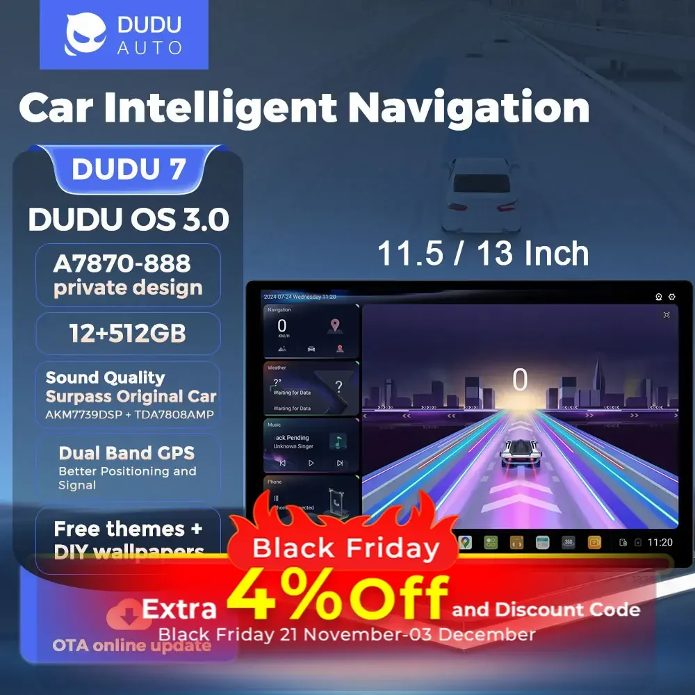 DUDUAUTO DUDU 7 DUDU7 A7870 11inch/13inch AKM7739 TDA7803 DSP DTS Android 13 Carplay Car Radio Player Intelligent System